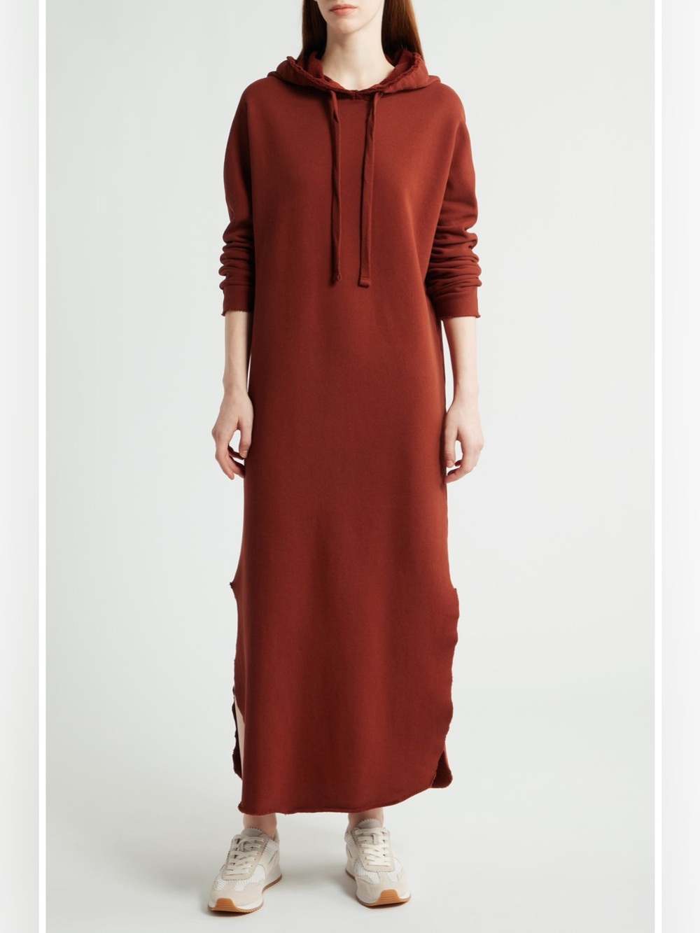 Frank & Eileen James Hooded Maxi Dress Redwood Triple Terry Small NEW